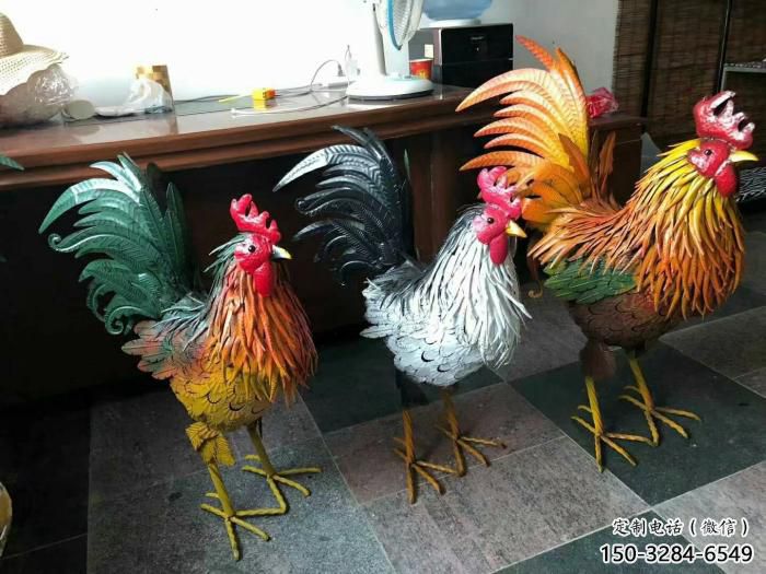 室內小雞雕塑，動物小品，鐵藝工藝