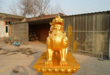 庭院貔貅雕塑，鍍金歐式雕塑，網格形式