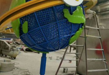 農村地球儀雕塑，鏤空景觀雕塑，抽象效果