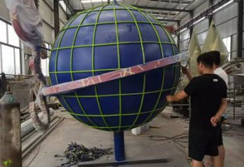 室內地球儀雕塑，拉絲景觀雕塑，抽象效果