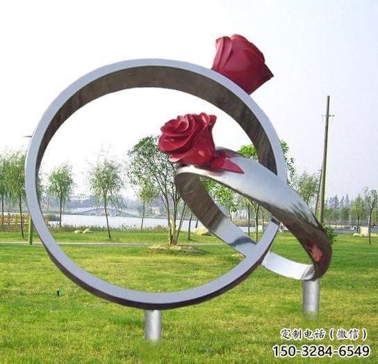 房地產(chǎn)戒指雕塑 現(xiàn)代景觀擺件 幾何雕塑