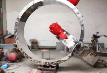 大門口戒指雕塑 發光公園小品 仿真雕塑