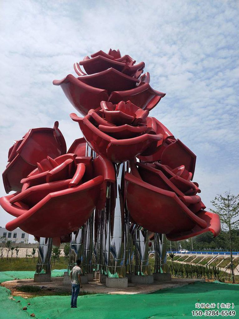 室內玫瑰雕塑 仿真景觀擺件 大型雕塑