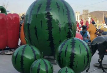 街道西瓜雕塑 現(xiàn)代景觀水果雕塑 彩繪果蔬雕塑