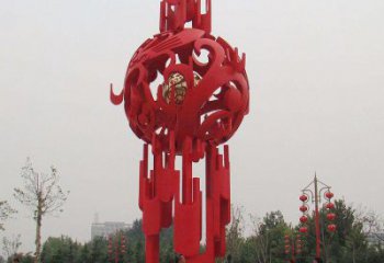 燈籠造型不銹鋼雕塑制作實(shí)景