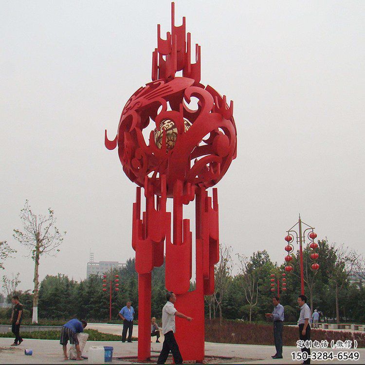 鋼管燈籠雕塑 異形噴水雕塑 農(nóng)村雕塑