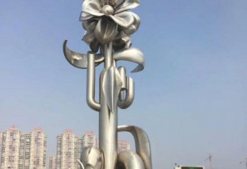 仿古喇叭花雕塑 騰飛花卉雕塑 房地產(chǎn)雕塑