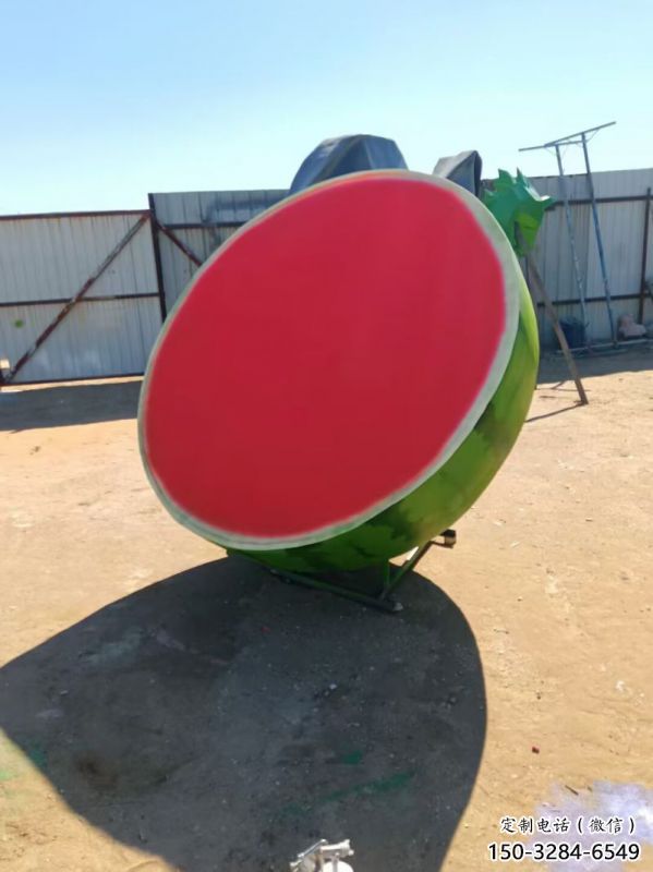 戶外西瓜擺放批發(fā)，水景雕塑，西瓜果籃雕塑供求