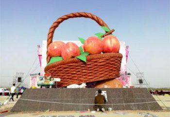 鐵藝果籃雕塑精品，小區雕塑，鐵藝果籃雕塑提供