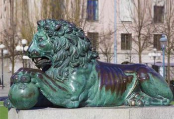 主題獅子雕塑制作，景觀美陳概念，青銅趴獅雕塑生產