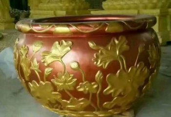 鎏金青銅缸雕塑