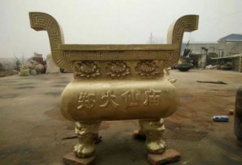寺廟鎏金爐銅雕塑