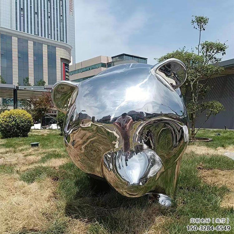 現代熊貓雕塑承接，歐式風格，廣場不銹鋼熊貓雕塑精選