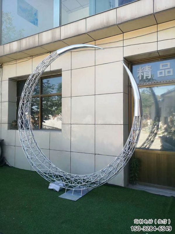 圓環(huán)雕塑制造商，小區(qū)擺件，白鋼鏤空?qǐng)A環(huán)雕塑提供