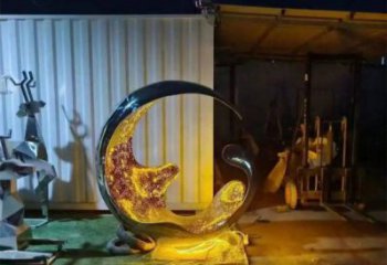 燈光水滴雕塑廠家，抽象理念，不銹鋼環形水滴雕塑