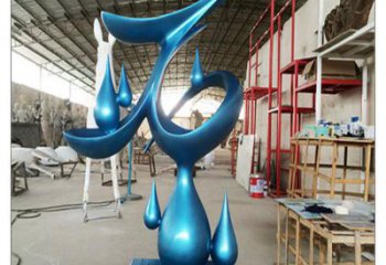 龍巖水滴雕塑，烤漆工藝，群雕不銹鋼水滴雕塑