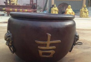 小河吉字銅缸雕塑-青銅鑄造