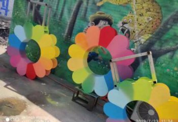 五指山金銀花雕塑廠家，景區雕塑，城市不銹鋼金銀花雕塑