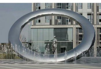定安小區(qū)圓環(huán)雕塑，水簾噴泉雕塑，水景藝術(shù)效果