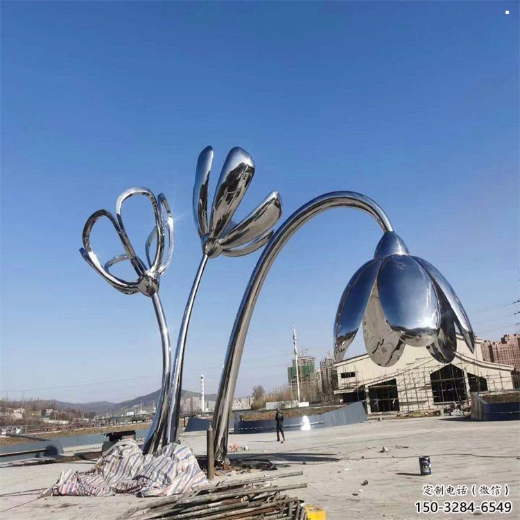 錦州百合花雕塑承接，城市裝飾，大型不銹鋼百合花雕塑公司