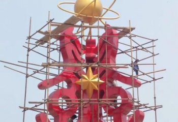 營口景觀科技之星雕塑選用，美陳雕塑，抽象不銹鋼科技之星雕塑標準