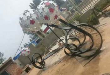 包頭大型蒲公英坐凳雕塑，現代元素設計，不銹鋼坐凳雕塑