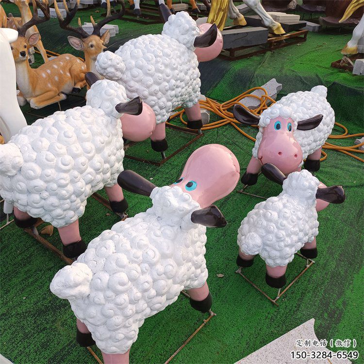 達州小區小羊雕塑，彩繪動物雕塑，抽象效果
