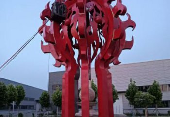 雅安火球雕塑，精神堡壘火球雕塑落地展示