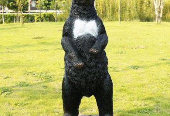 阿里街道黑熊雕塑，仿真動物雕塑，古銅效果