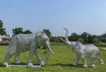 玉溪鏤空大象雕塑制造商，動物擺件，透雕大象雕塑定制