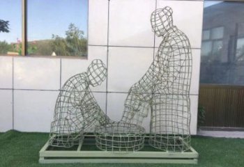 玉溪鏤空洗腳雕塑制作，園林裝飾，鐵藝孝道人物雕塑
