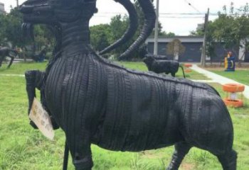 溫州輪胎山羊雕塑供應，公園雕塑，鑄銅輪胎羊雕塑供求