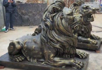 九龍坡大型趴獅雕塑，仿銅動物雕塑，玻璃鋼獅子雕塑制作