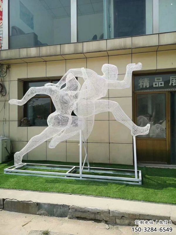 巴南鏤空體育雕塑供求，白鋼構件，鐵藝人物雕塑觀賞型