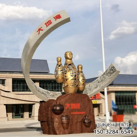 房地產酒瓶雕塑，仿古景觀雕塑，噴砂制造