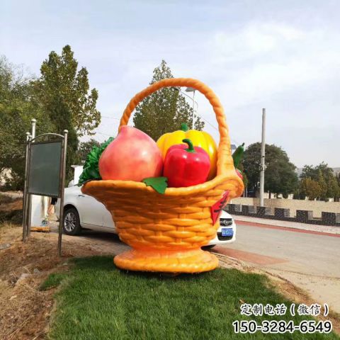 廣場果籃雕塑供需，廣場雕塑，廣場玻璃鋼果籃雕塑定制